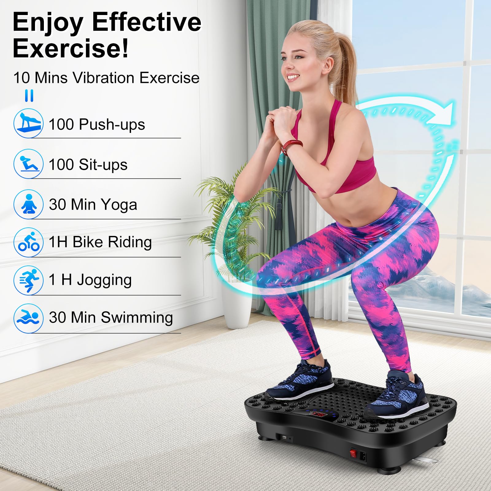 Whole Body Vibration Plate Exercise Machine for Weight Loss & Muscle Toning - Portable Vibration Platform Trainer with Lymphatic Drainage - Home Gym Equipment for Fitness, Body Shaping & Recovery - Perfect for Home Workouts, Physical Therapy & Post-Exercise Recovery