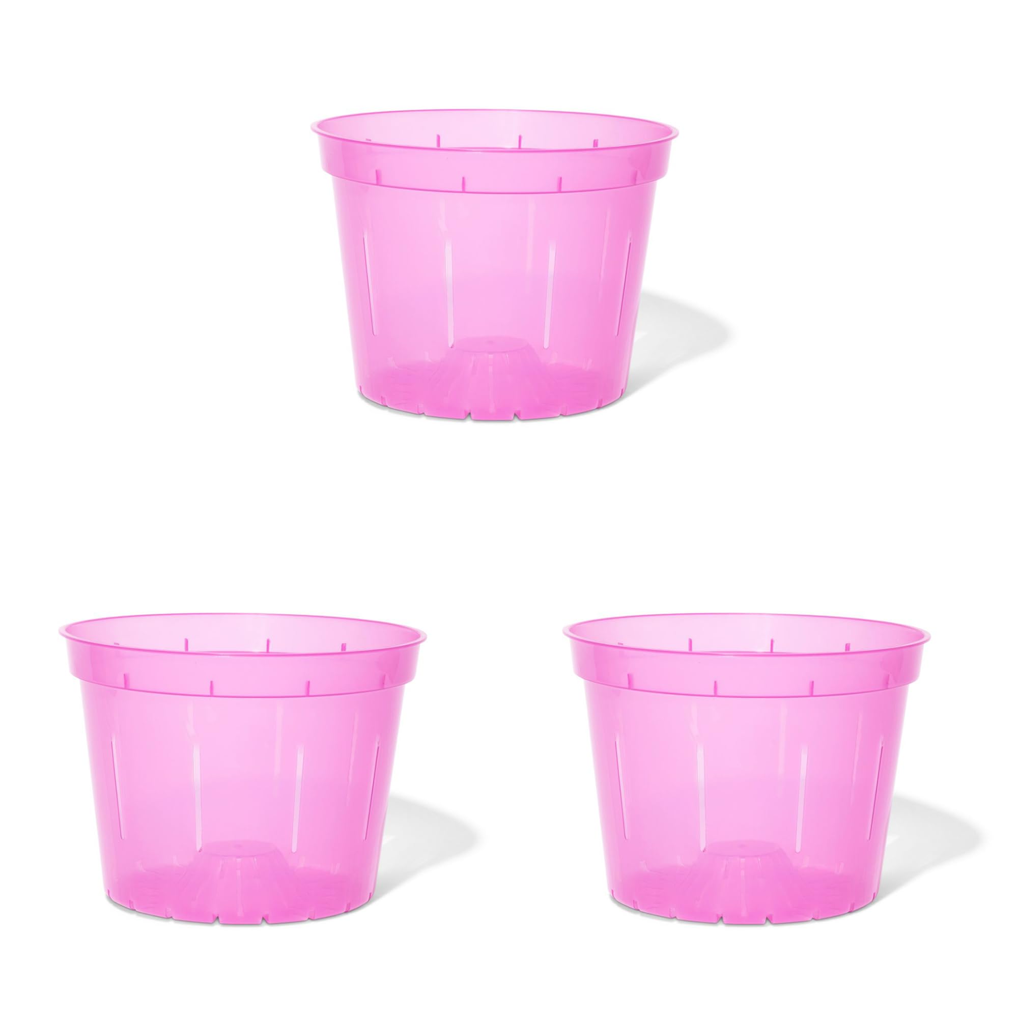 rePotme Orchid Pot - 8 Inch Slotted Plastic Planters with Drainage Holes for Phalaenopsis & Dendrobium Orchids - 3 Pack (Rose Quartz) - Perfect for Indoor Home Decor, Office Plants & Greenhouse Growing