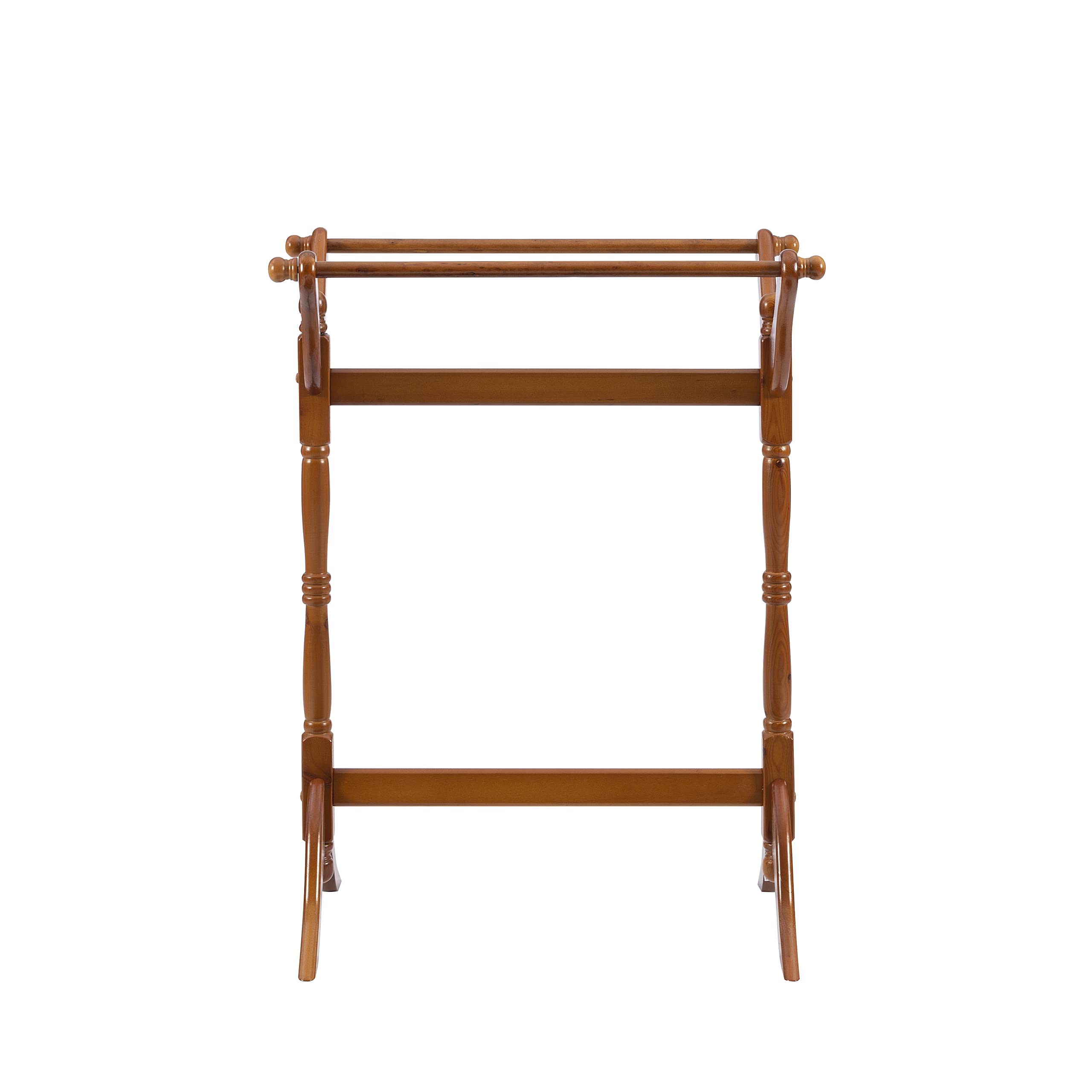 Powell Furniture Boonie Oak Finished Blanket & Quilt Rack - Rustic Wooden Storage for Bedroom, Living Room, or Guest Room - Perfect for Organizing Throws, Blankets, and Quilts