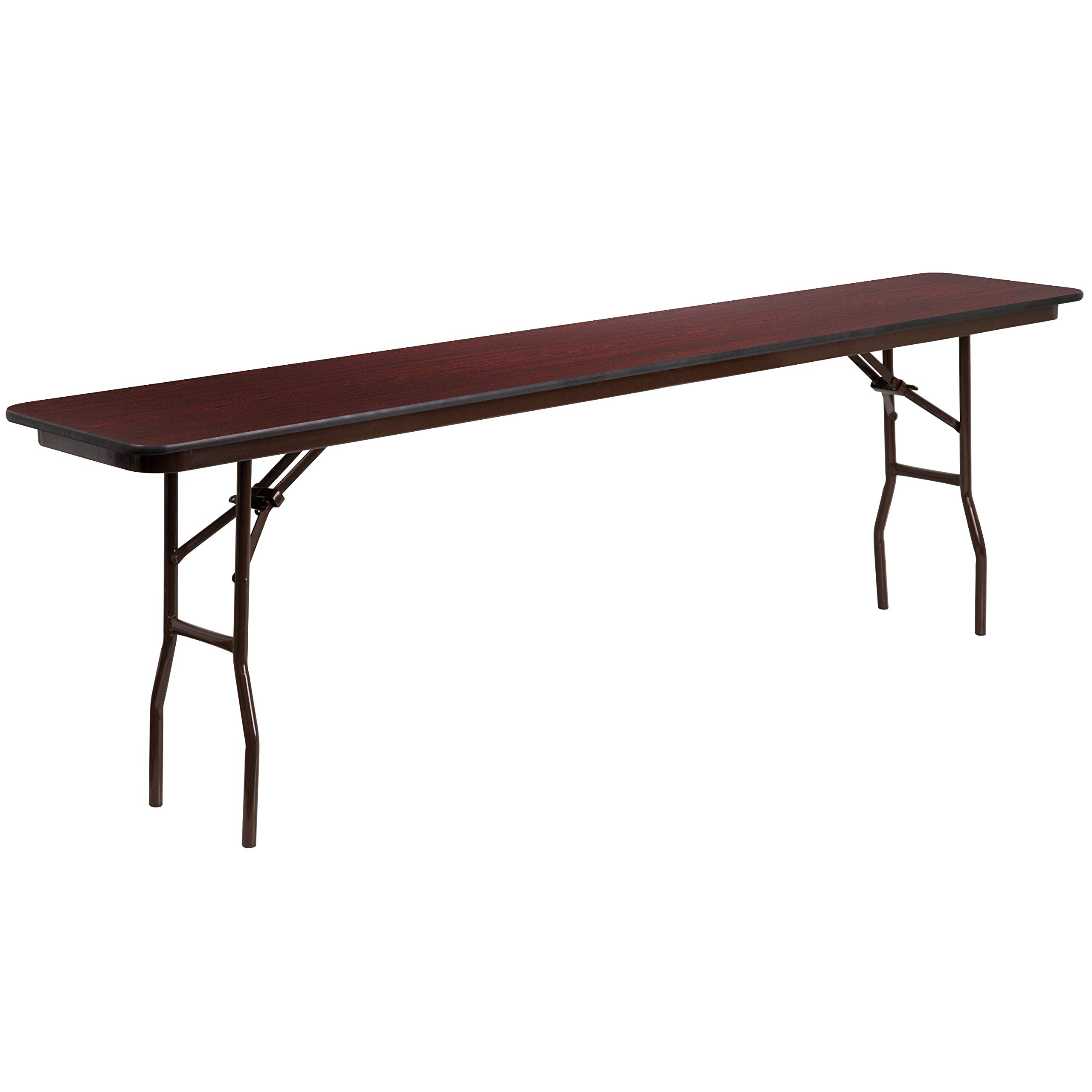 Flash Furniture Floyd 8-Foot Mahogany Laminate Folding Training Table - Durable High-Pressure Surface for Classrooms, Meetings & Events | Space-Saving Foldable Design