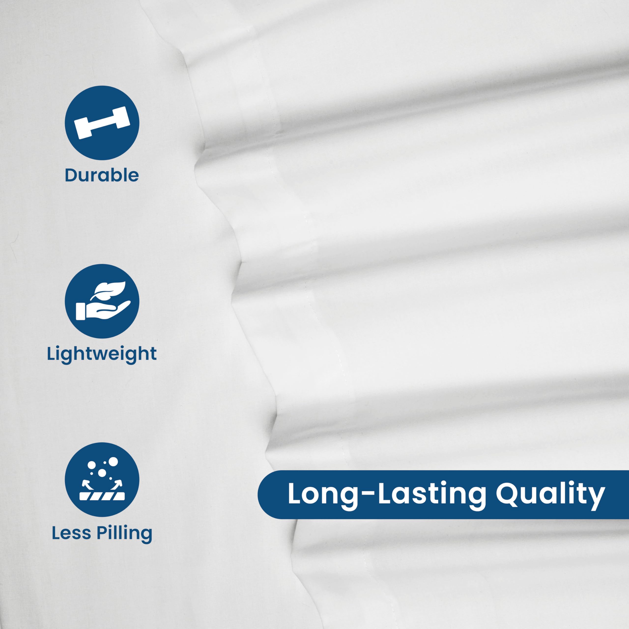 Premium 3-Piece Twin Sheet Set - Ultra Soft & Breathable Brushed Cotton Blend - Wrinkle Resistant, Durable & Easy Care Bedding - Perfect for Kids' Rooms, Dorms & Guest Beds (White)