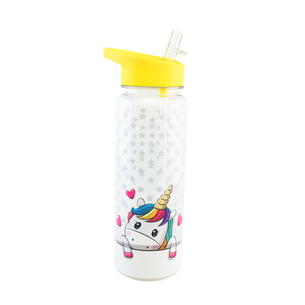 BPA-Free Clear Water Bottle with Star Struck Unicorn Design - Perfect for School, Gym & Outdoor Activities