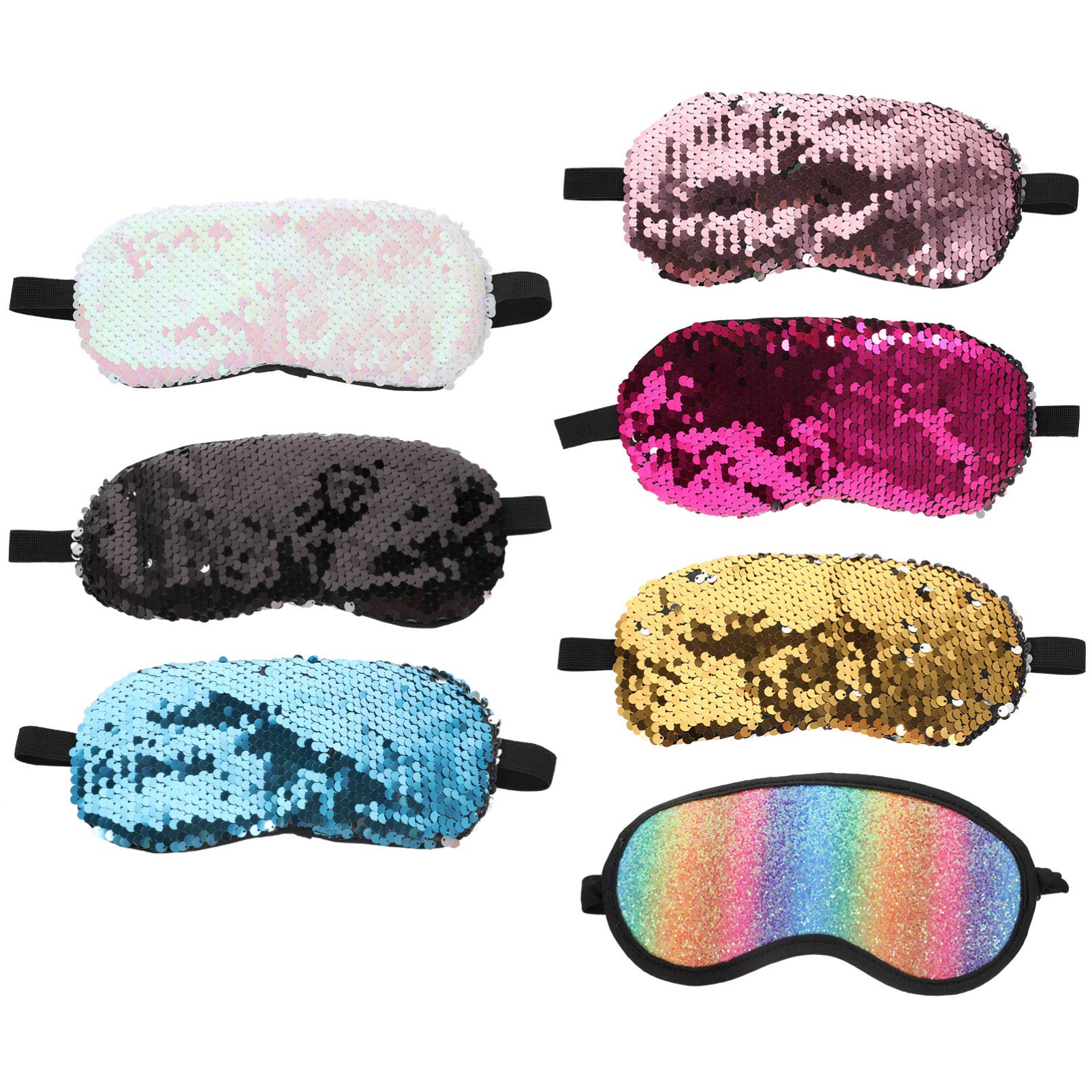 7pcs Double-Sided Sequined Sleep Eye Masks - Soft & Comfortable for Travel, Nap, and Relaxation - Perfect for Flights, Hotels, and Home Use