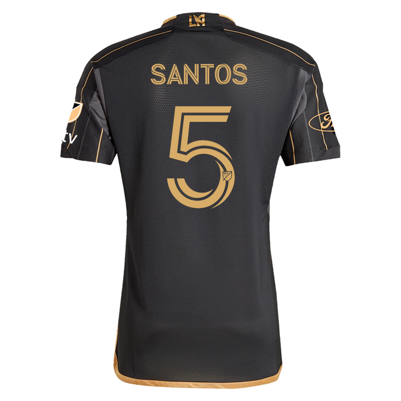 Adidas Marlon Santos LAFC Home 2025 MLS Jersey with Apple TV & Ford Patches - Black & Gold Soccer Shirt for Fans & Game Day Wear