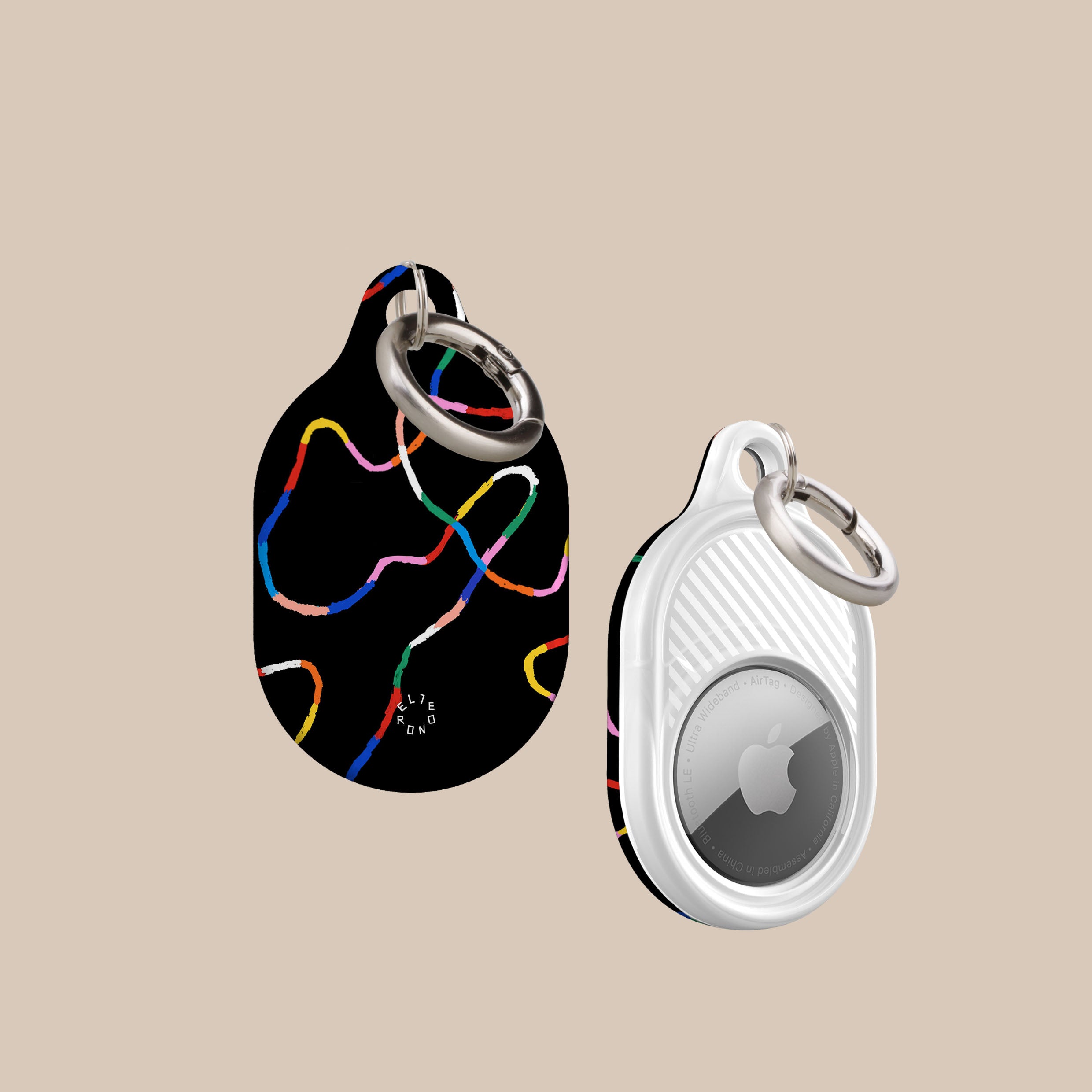 Midnight Rounds AirTag Holder - Sleek Anti-Lost Keychain for iPhone | Perfect for Keys, Wallets & Backpacks