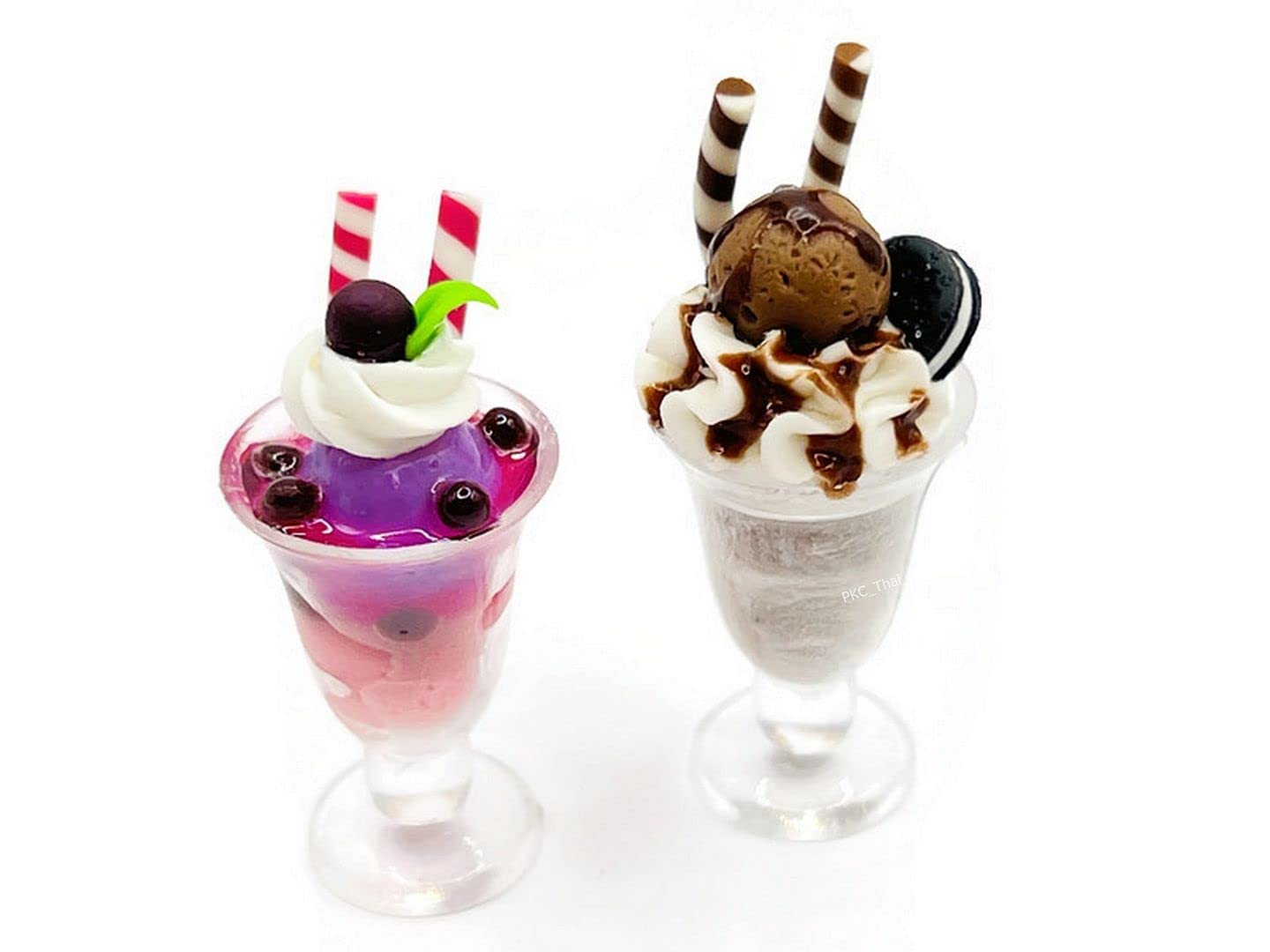 2 Miniature Chocolate Ice Cream Set - Realistic Dollhouse Food Decor with Ice Cream, Chocolate, Salad, Vegetables & Fruits - Perfect for Dollhouse Miniatures, Dioramas, and DIY Crafts