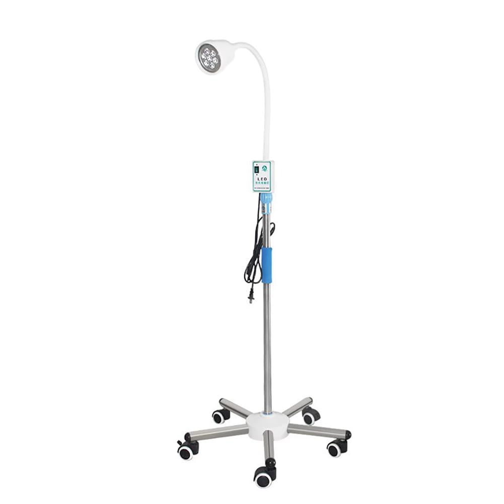 7 LED Surgical Medical Light Lamp - Adjustable Height & 360° Rotating for Dental, Beauty, Orthopedic Exams - Mobile Exam Lamp with Universal Wheels for Clinics, Hospitals & Operating Rooms