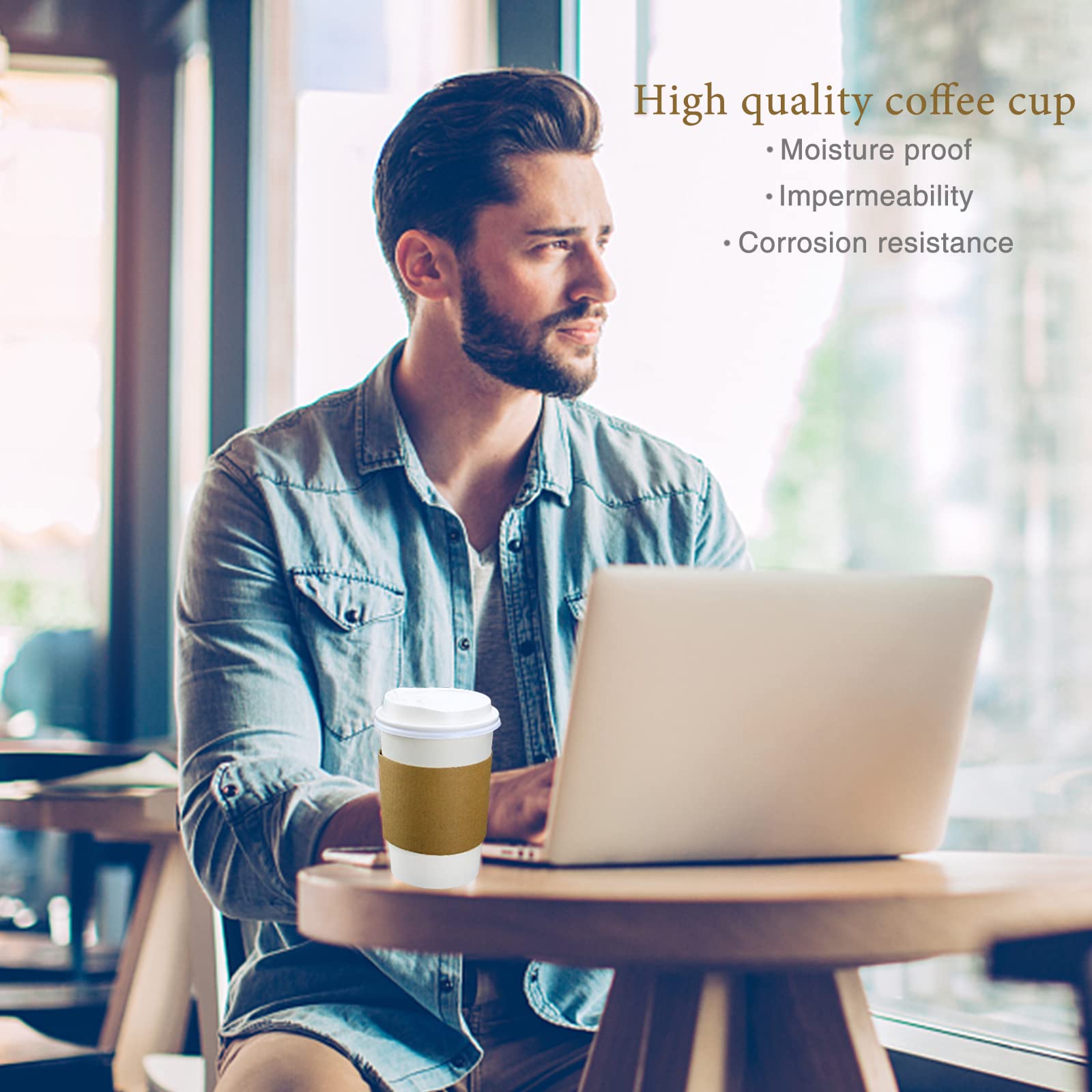 12 oz Disposable Coffee Cups with Lids - 20 Pack White Paper Cups for Hot & Cold Beverages - Perfect for Coffee, Tea, Water, Office, Cafes & Parties