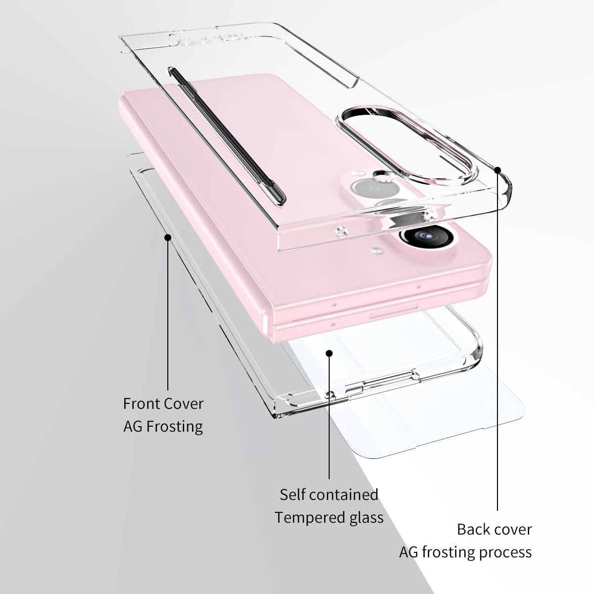 Premium Clear Case for Samsung Galaxy Z Fold 6 with S Pen Holder & Built-in Screen Protector | Anti-Yellowing Full Protection Cover | Perfect for Work, Travel & Everyday Use