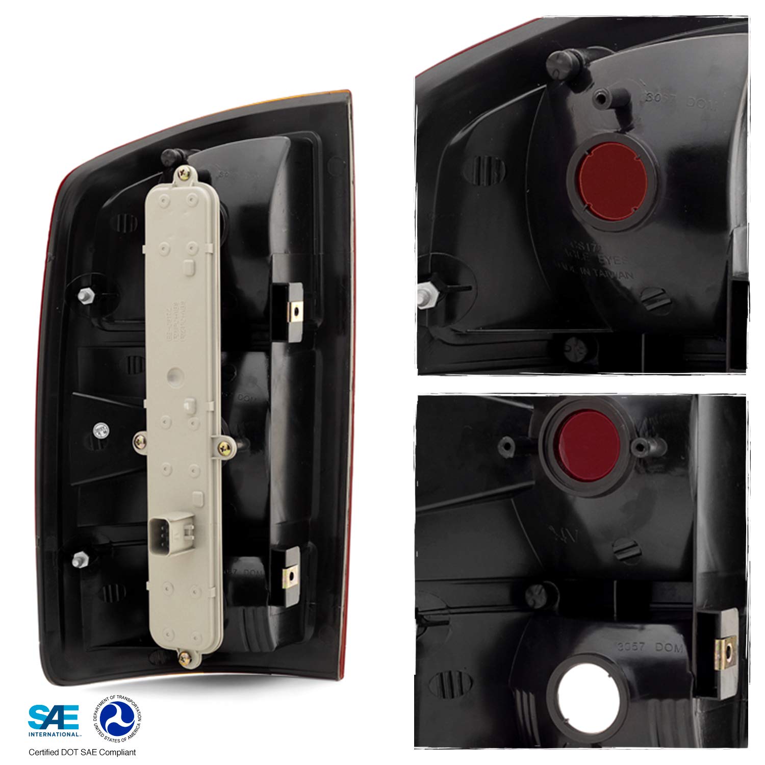 AKKON Dark Red LED Tail Lights for 2002-2006 Dodge Ram 1500 & 2003-2006 Ram 2500/3500 - Pair with Circuit Board & 3rd Brake Light - Upgrade Your Truck's Style and Safety for Night Driving