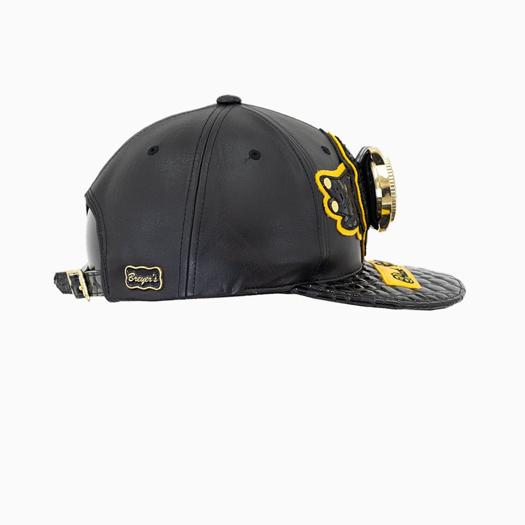 Breyer's Buck 50 Black Edition Genuine Leather Watch Hat for Men - Stylish Outdoor Hunting & Casual Fashion Accessory