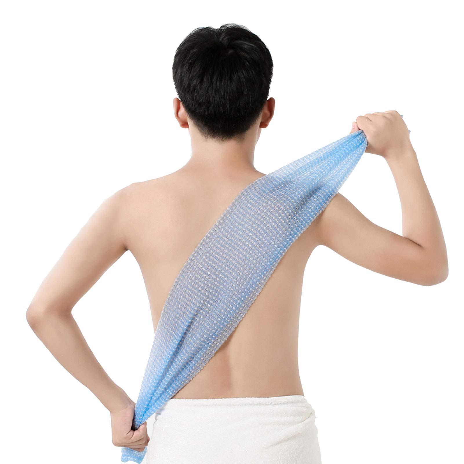 Exfoliating Back Scrubber for Shower - Long Handle Body Brush with Soft Bristles for Deep Cleansing & Skin Exfoliation - Perfect for Hard-to-Reach Areas - Blue Bath Wash Cloth for Spa, Gym & Home Use
