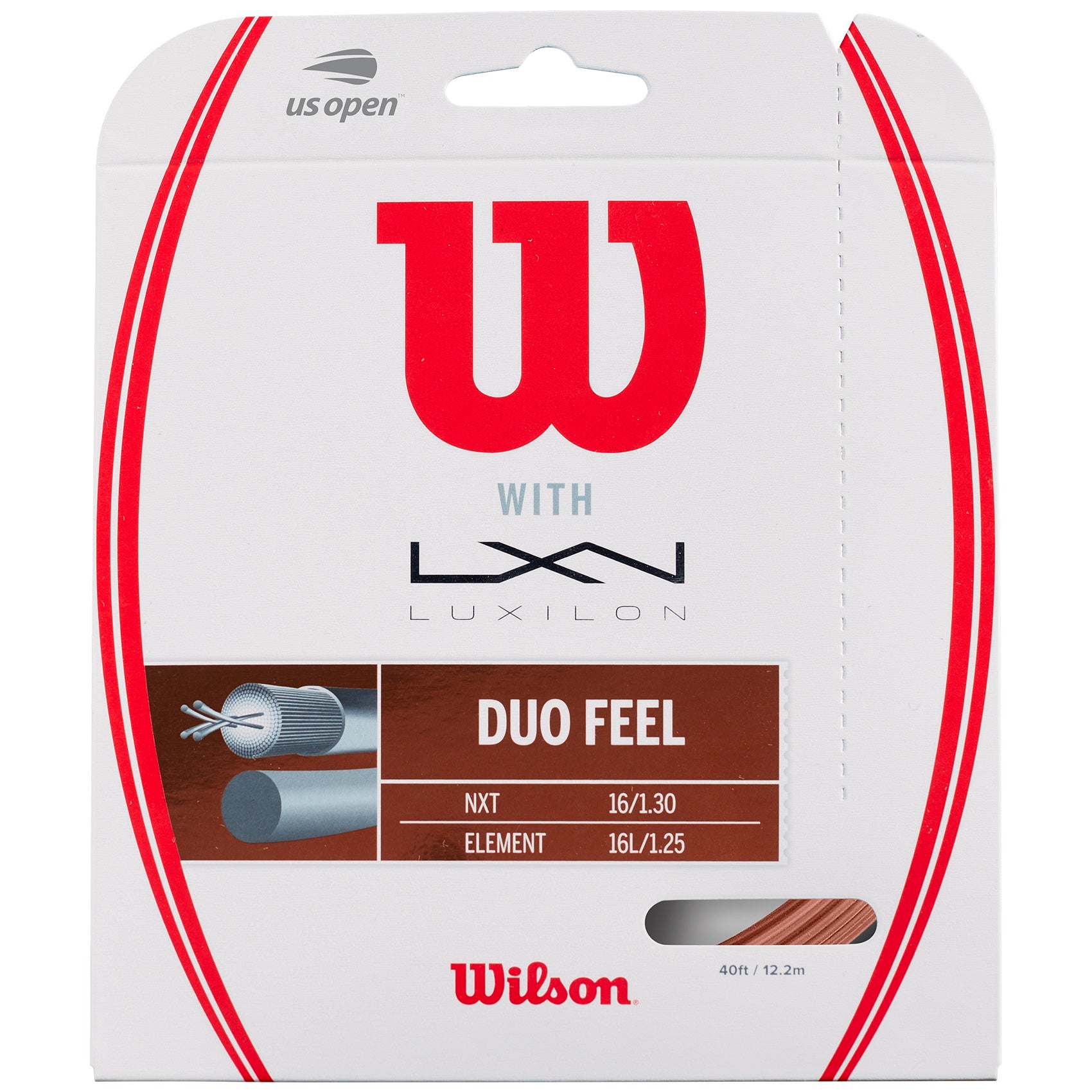 Wilson Duo Feel Hybrid Tennis String - High-Performance Tennis Racket Strings for Control & Comfort | Perfect for Competitive Play & Recreational Tennis