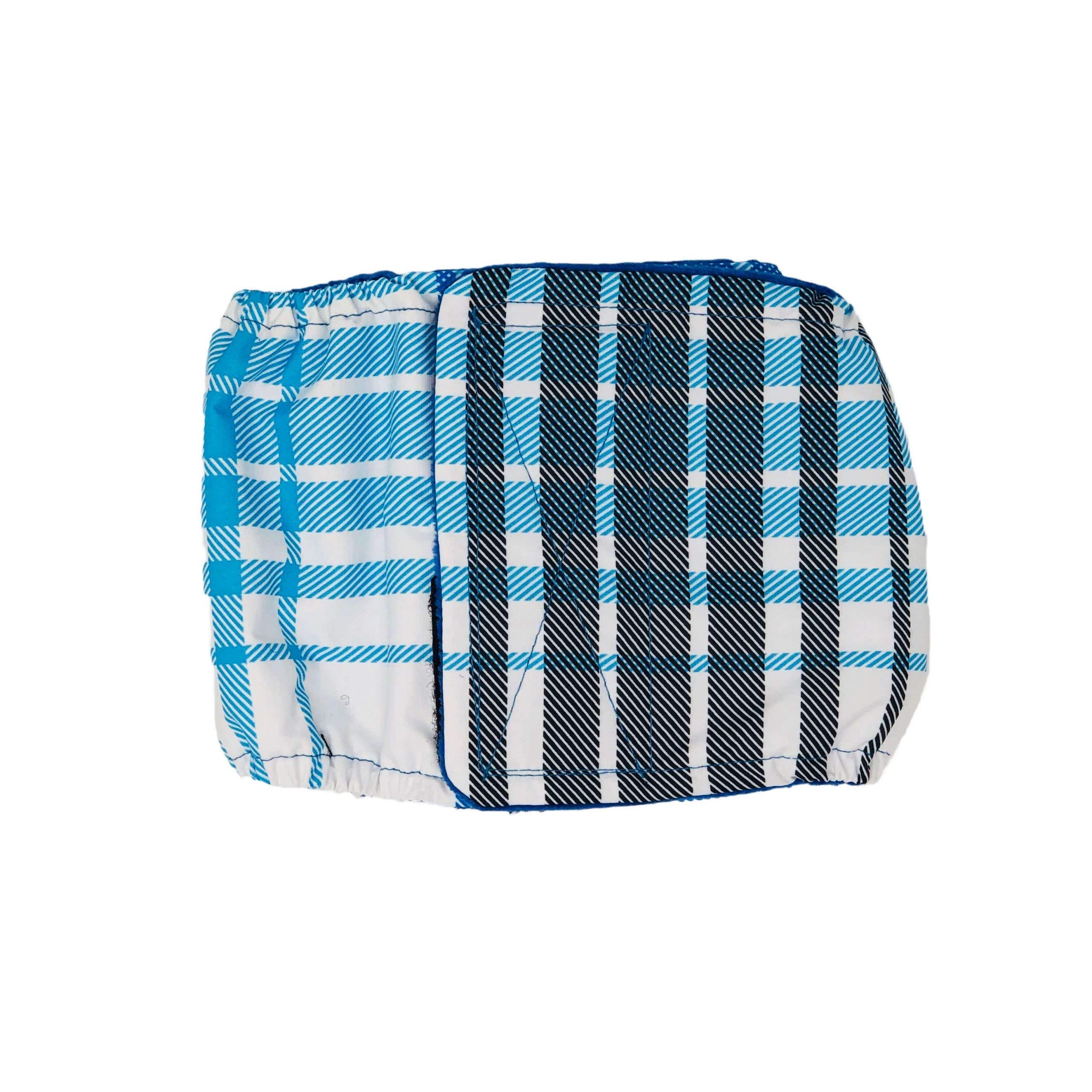 Premium Blue Plaid Dog Belly Band for Male Dogs - XL Washable Dog Diaper Wrap | Made in USA | Perfect for House Training, Incontinence & Travel Protection