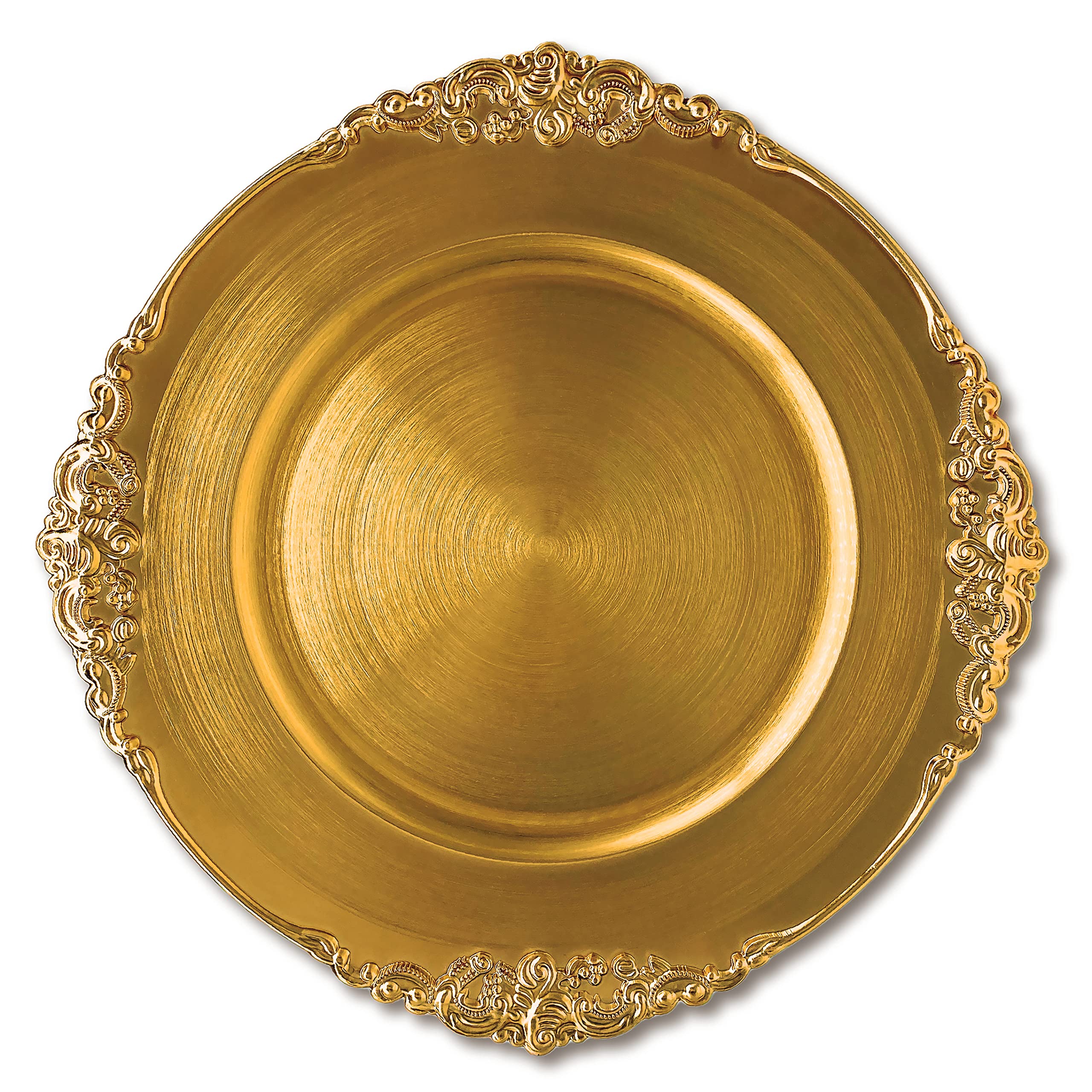 Henilosson 24-Piece Gold Charger Plates Set - Elegant Antique Dinner Plate Chargers for Formal Dining, Weddings & Special Events - Premium Gold-Plated Charger Dishes for Table Decor & Fine Dining