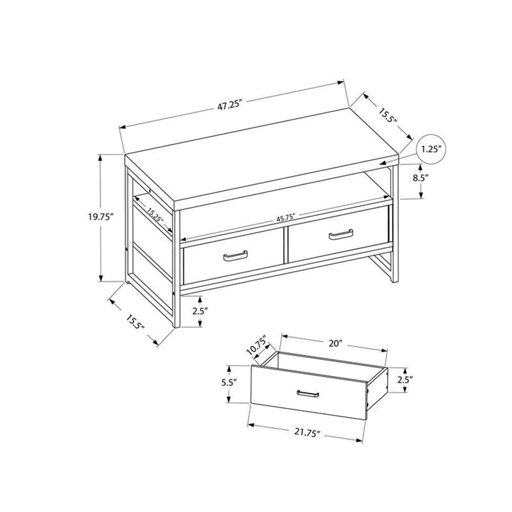 Monarch Specialties 48 Inch TV Stand with Storage Drawers - Modern Black Entertainment Center for Living Room & Bedroom - Durable Laminate & Metal Console - Perfect for Home Theater Setup & Media Organization