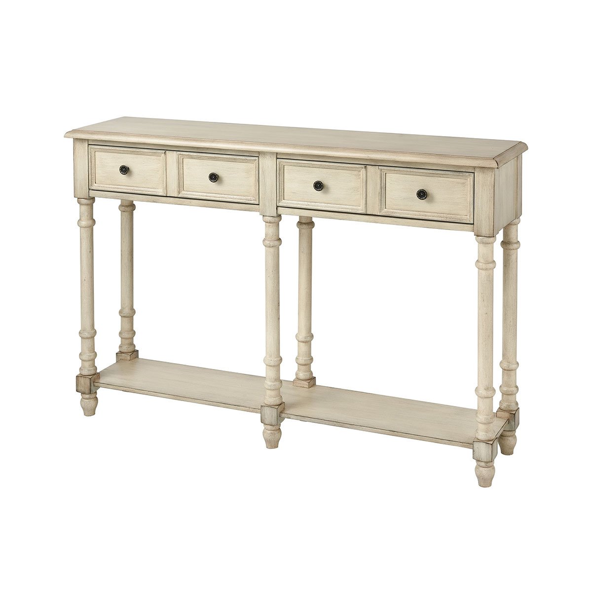 Stein World Hager Antique Cream Console Table - Vintage Style Entryway Sofa Table for Living Room, Hallway & Home Decor