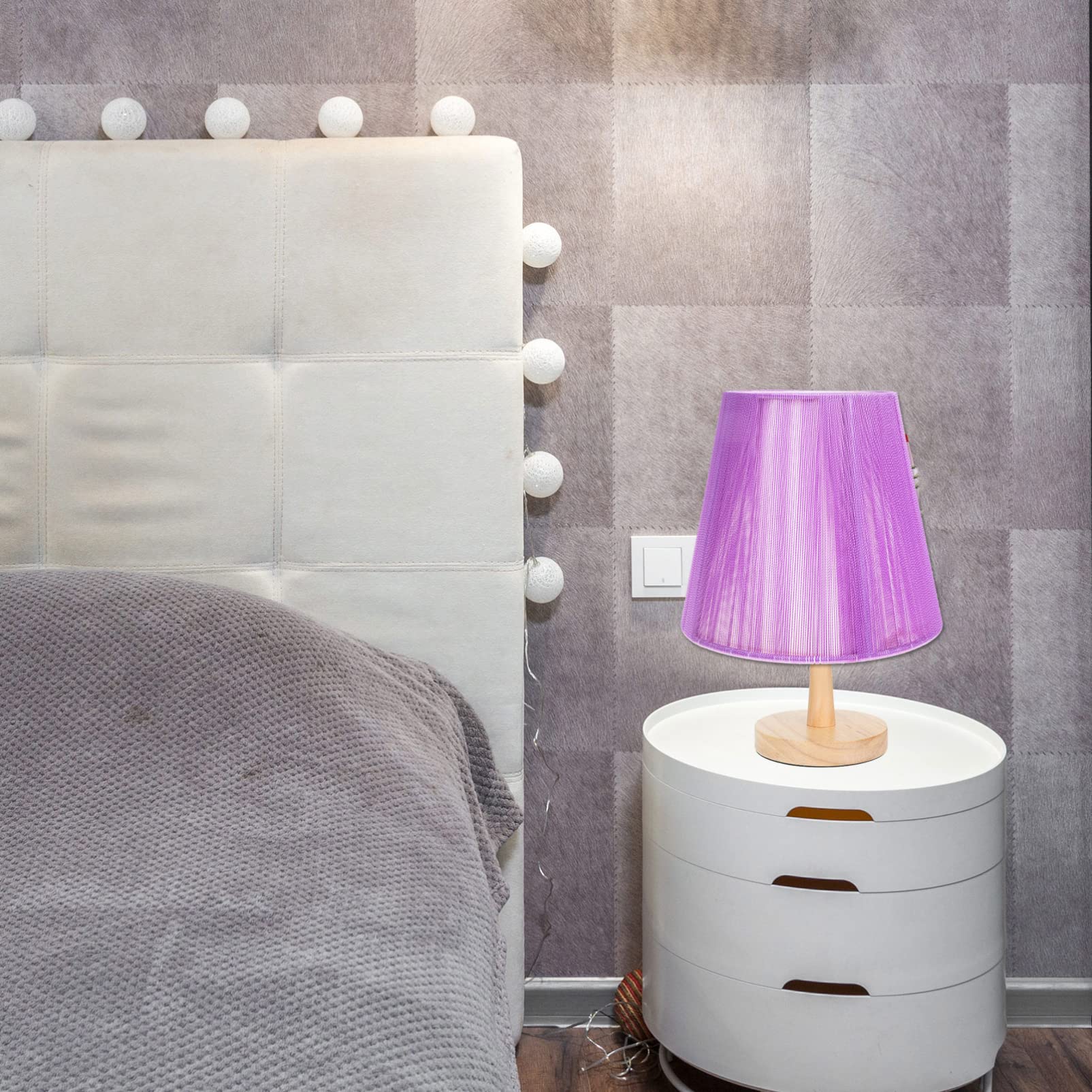 E14 Clip On Lampshade - Fabric Table Lamp Cover, Chandelier Shade, Hanging Light Protector & Bulb Cage Guard for Floor, Wall & Pendant Lights (Lavender) - Perfect for Bedroom, Living Room & Dining Room Lighting Decor