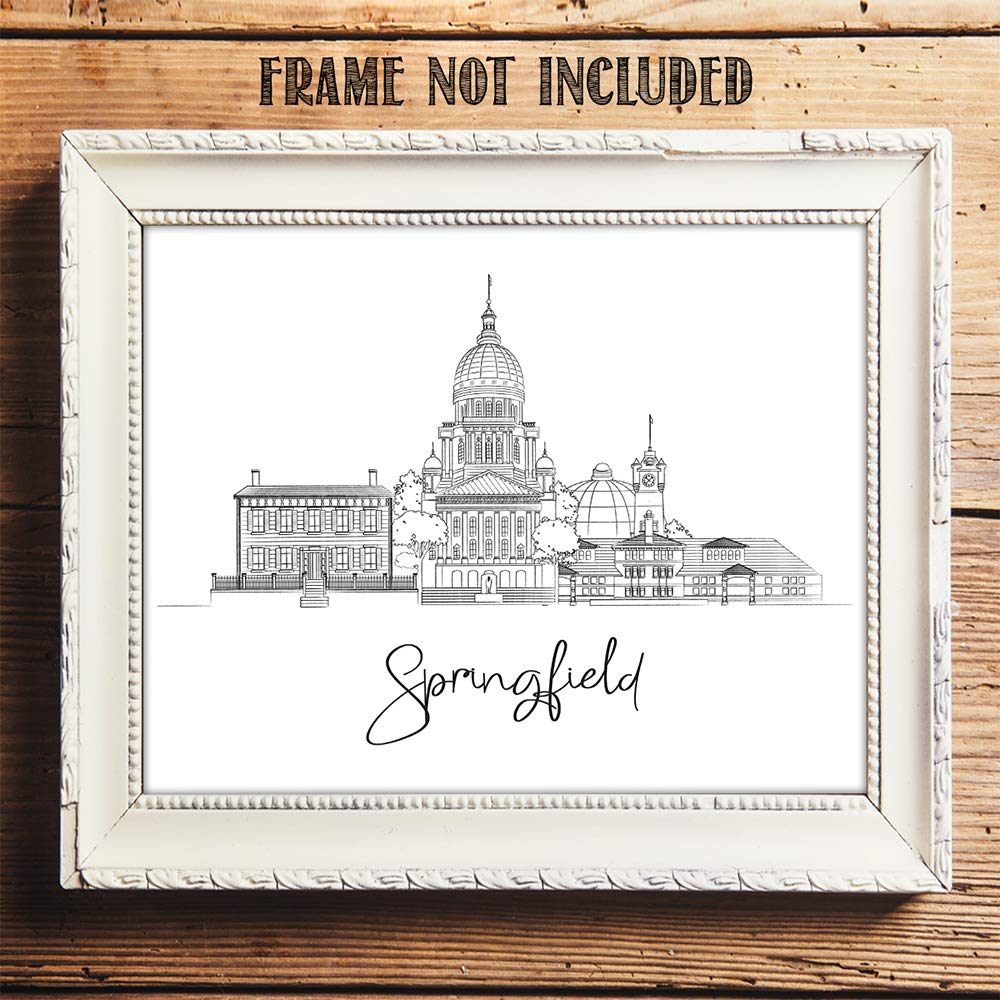 Springfield Line Art Wall Decor - Unframed 11x14 Skyline Print for Home & Office | Springfield Pictures, Bedroom Wall Art, Modern Cityscape Decor for Living Room, Dorm, Gift