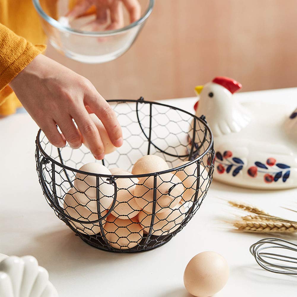 Ceramic Hen Storage Baskets for Kitchen - Creative Fruit Basket, Garlic & Potato Organizer, Multipurpose Sundries Holder - Decorative Kitchen Storage Solution for Countertop & Pantry Organization