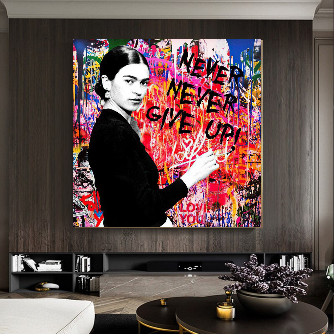 Banksy Never Give Up Wall Art - Inspirational Canvas Painting for Home & Office Decor | Perfect for Living Room, Bedroom or Gift Idea