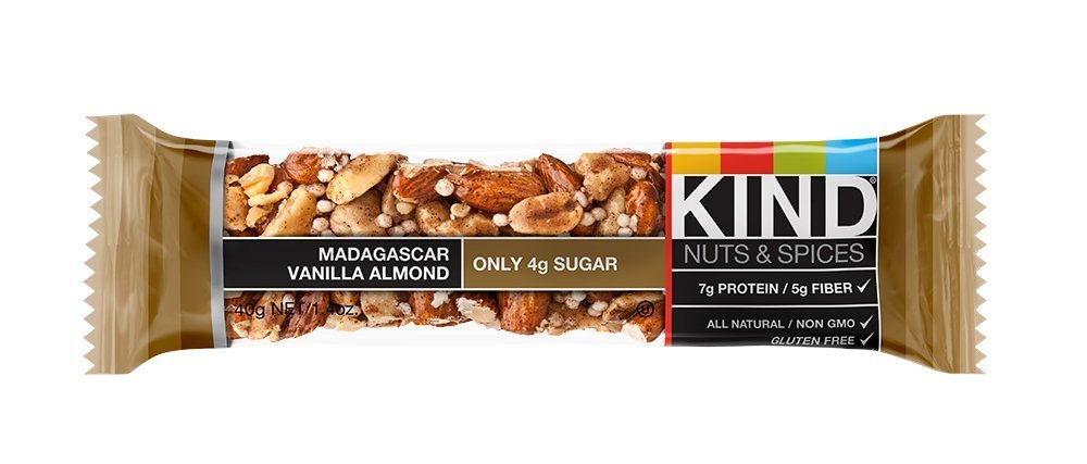 KIND Nuts & Spices Bars - Madagascar Vanilla Almond - Gluten Free Healthy Snacks - 36 Count - Perfect for Office, Gym & Travel