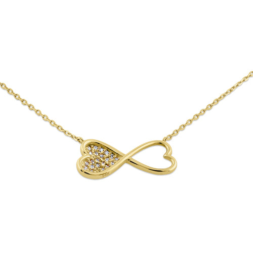 14K Yellow Gold Double Heart Diamond Necklace for Women - Dainty & Elegant Jewelry Gift for Anniversary, Valentine's Day, or Special Occasions