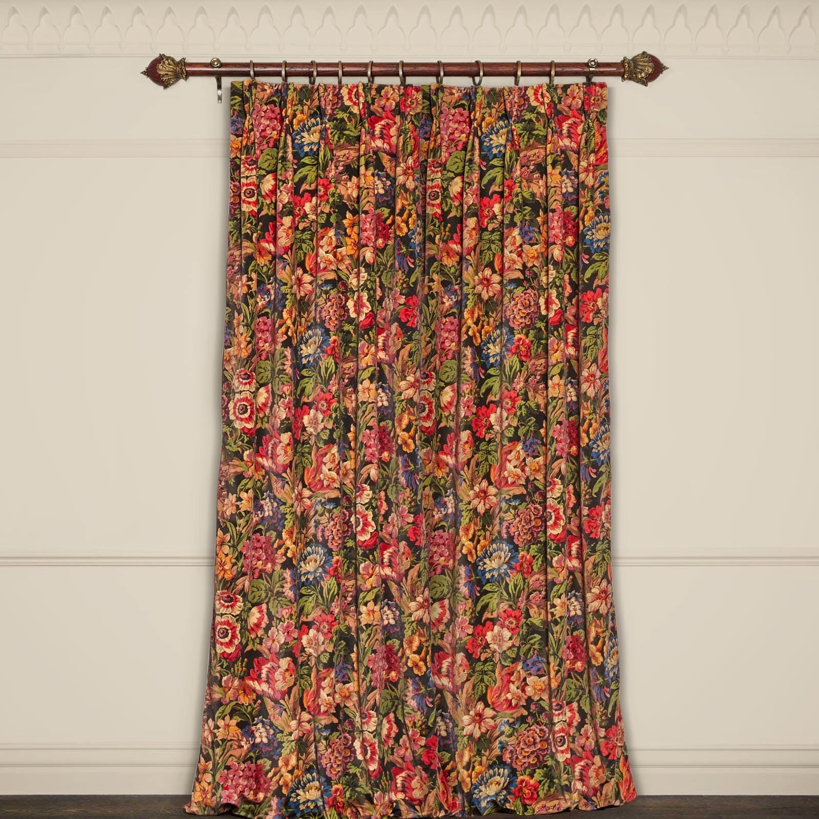 FLORESCENCE Velvet Blackout Curtains - Luxurious Soft Black Velvet Drapes for Bedroom & Living Room - Noise Reducing & Thermal Insulated for Home Decor