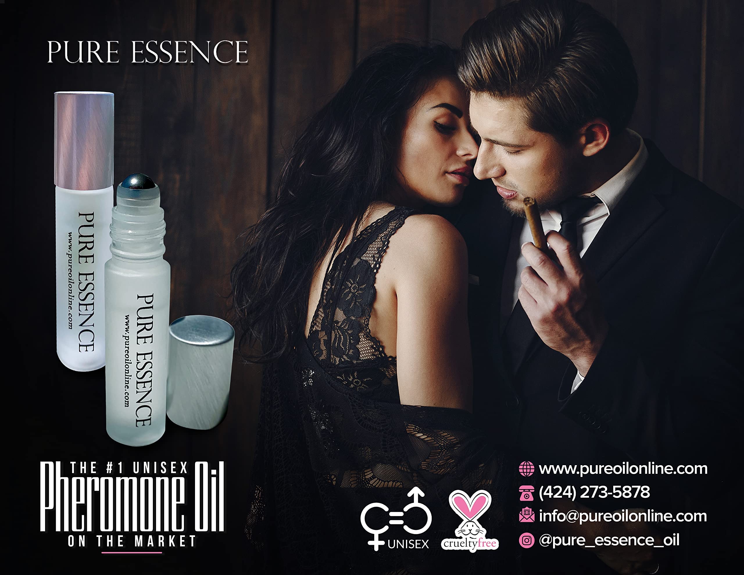 Pure Essence Pheromone Oil - Original Pheromone Infused Essential Oil for Men & Women | TSA Approved 1/3 oz (10ml) | Clean Euphoric Fragrance for Attraction, Dating & Confidence Boosting