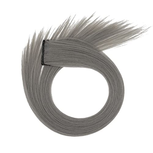 Silver Clip-In Hair Extensions 21.73 Inch Straight Synthetic Hairpieces for Women - Hair Growth Fertilizer & Colored Party Highlights - Long Human Hair Wigs for Styling, Cosplay & Special Occasions