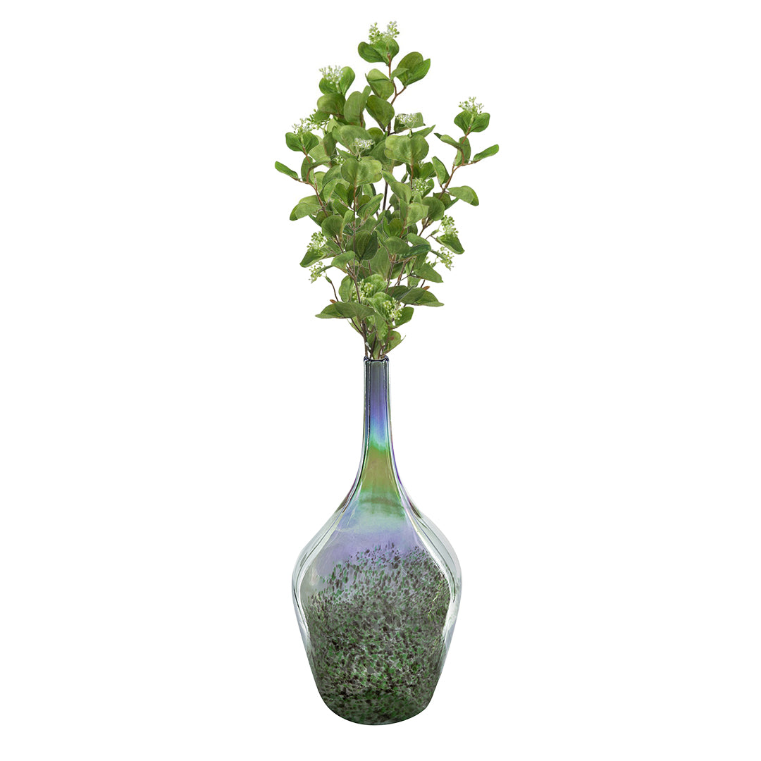 Handmade Glass Vase with Eucalyptus - Elegant Home Decor for Living Room, Wedding Centerpiece & Gift Idea