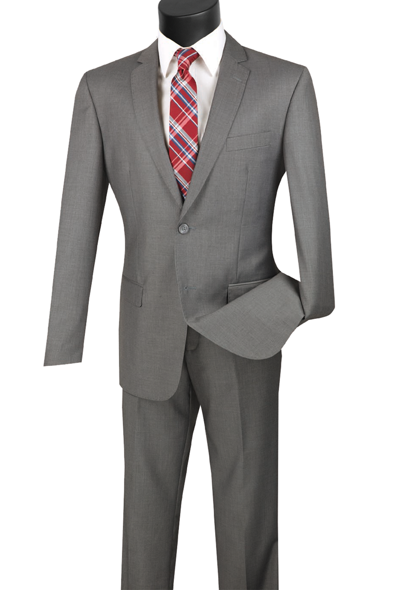 Slim Fit Men's 2-Piece Suit with 2 Buttons in Gray | Formal Business Attire for Weddings, Interviews & Office Wear