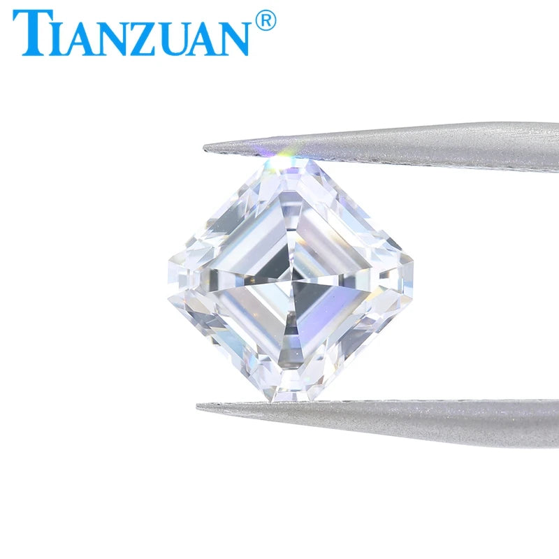 Asscher Cut Lab Grown Diamond CVD - F/H Color VVS1 Clarity, 2EX Cut, GEMID Certified Loose Gemstone Bead for Engagement Rings & Fine Jewelry Making