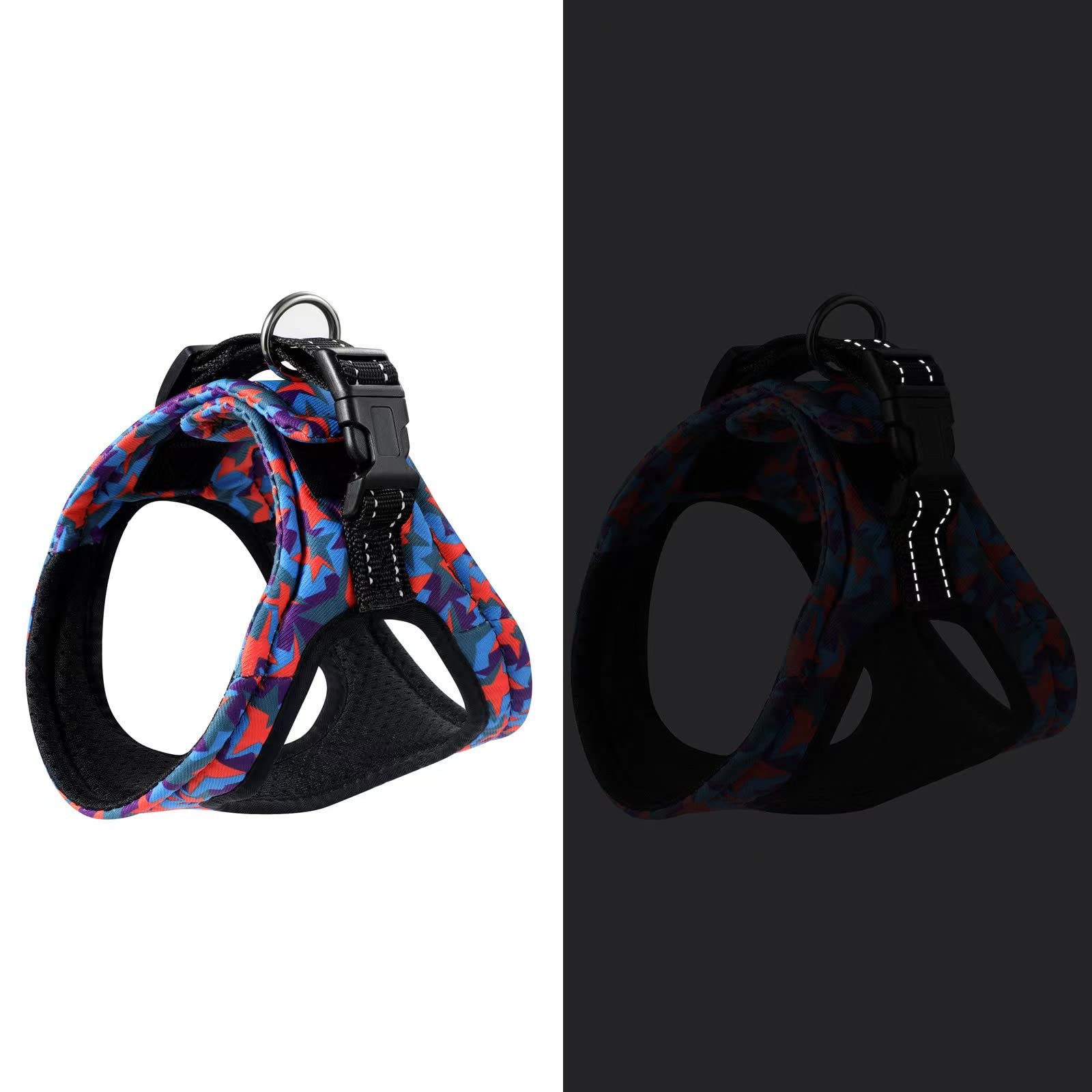 No-Pull Adjustable Dog Vest Harness with Soft Sponge Pad & Reflective Handle - Velcro Straps & Metal Leash Hooks for Small Dogs & Puppies (Chest Size 11.8