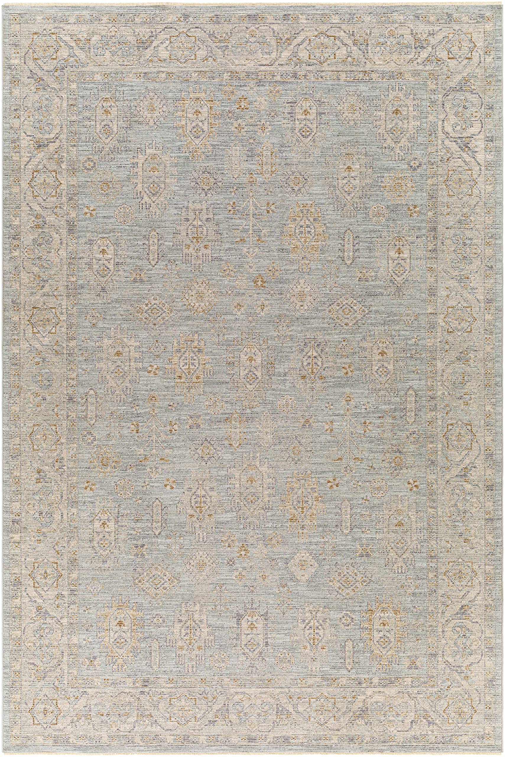 Hauteloom Modern Abstract Gray and Green Area Rug 7'10