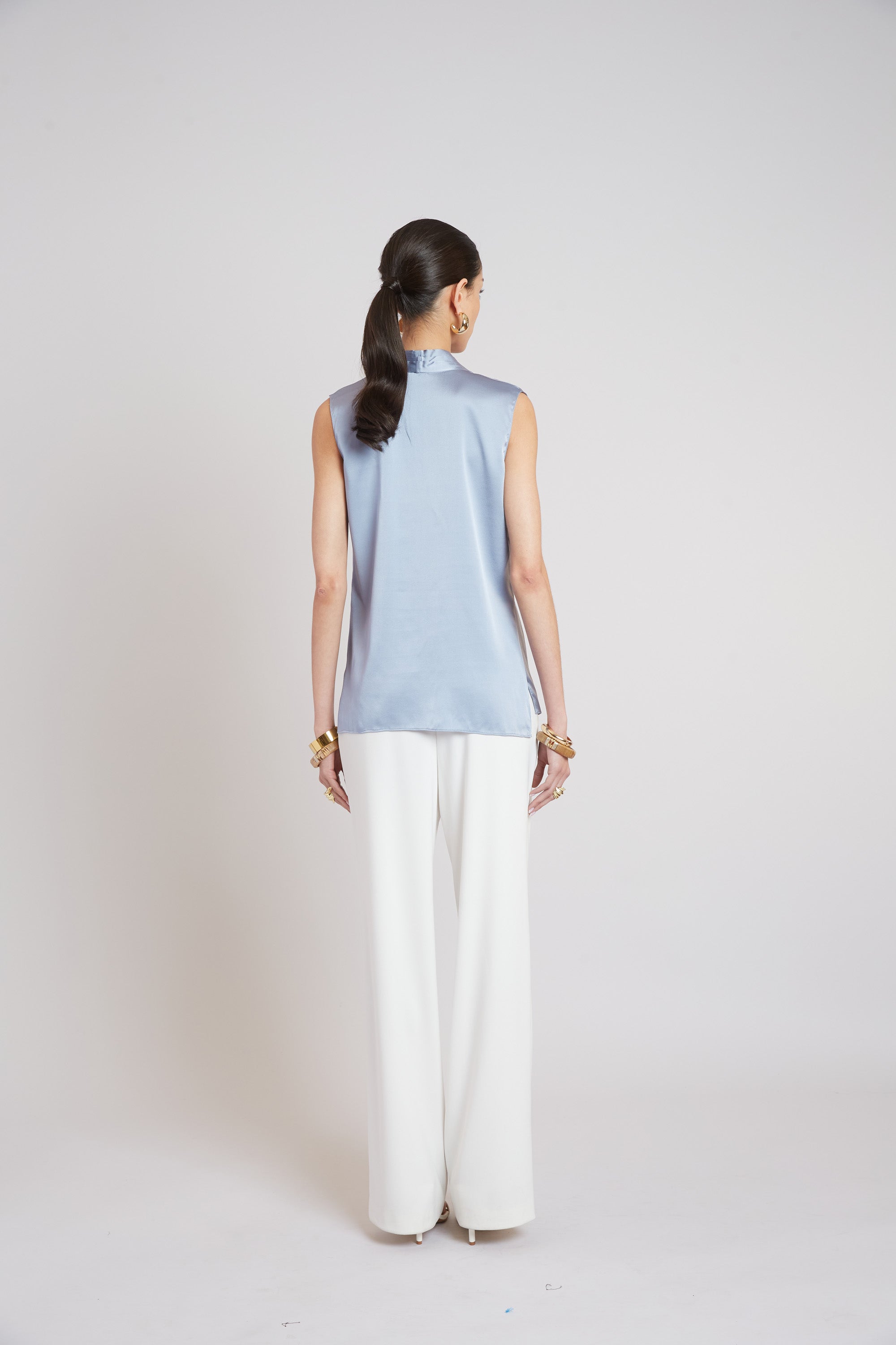 Silk Sleeveless Button Down Shirt for Women - Elegant Blouse for Office, Party & Summer Outfits