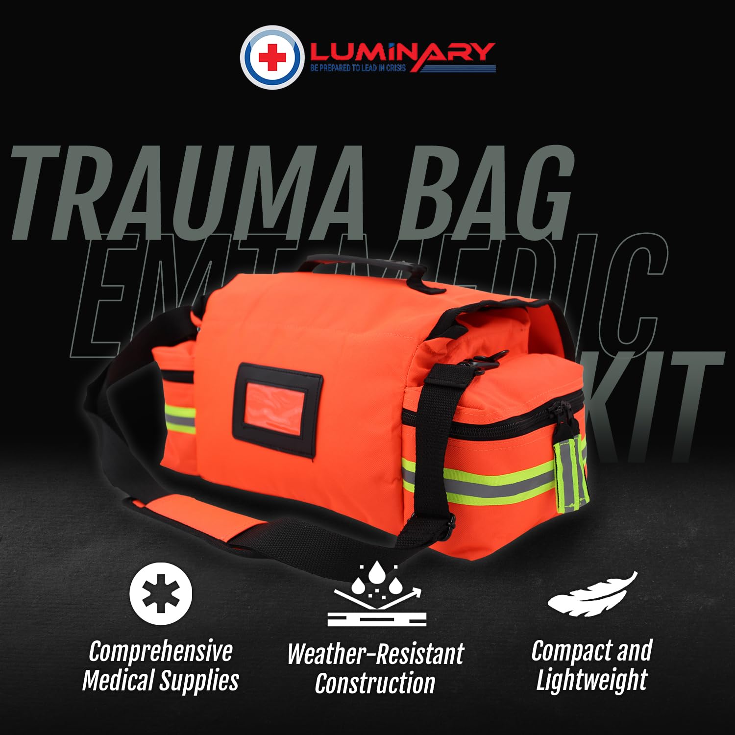Luminary Trauma Bag - Medium Modular Reflective EMS/EMT First Aid Kit for Professionals & First Responders | Bug Out Bag for Emergency Preparedness, Home Safety & Outdoor Adventures (Fluorescent Orange) - Ideal for Camping, Hiking, Disaster Preparedness & Tactical Use