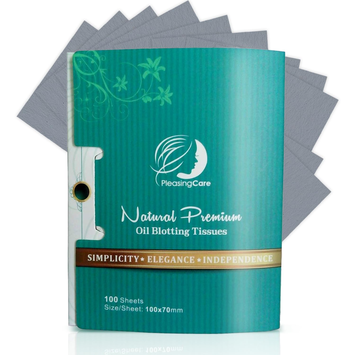 Natural Bamboo Charcoal Face Oil Blotting Paper - 100 Count Oil Absorbing Sheets for Shine Control | Premium Facial Blotting Papers for Oily Skin Care & Makeup Touch Ups | Portable for On-the-Go Use at Work, Gym, or Travel