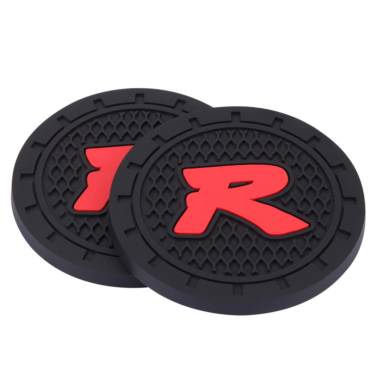 Honda Type-R Cup Holder Insert - 2PCS Silicone Anti-Slip Coaster Mats for Civic, Accord, Fit, Insight, CR-V, HR-V, Pilot, Passport, Odyssey - Perfect for Hot/Cold Drinks & Car Organization (2.75