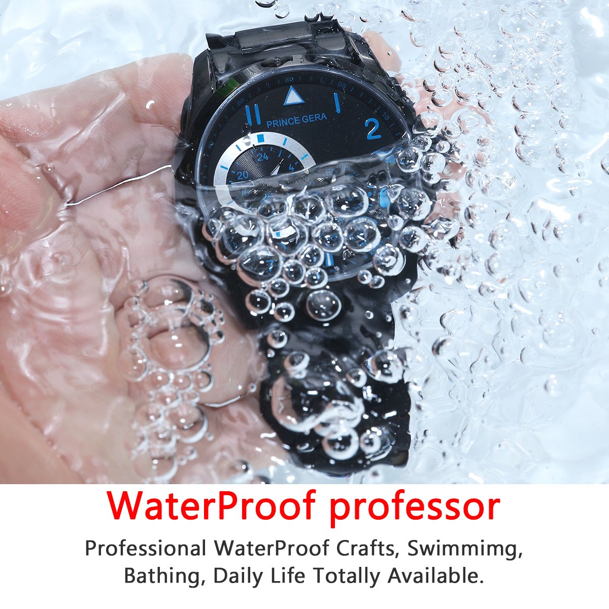 Men's Black Sports Stainless Steel Analog Mechanical Wrist Watch - Waterproof, Durable & Stylish for Outdoor Activities, Work & Christmas Gifts