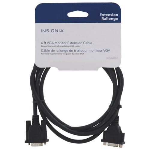 Insignia NS-PV06509 6ft VGA Extension Cable - High-Speed Male to Female Monitor Cord for PC, Laptop, Projector - Ideal for Home Office, Gaming Setup & Conference Room Presentations