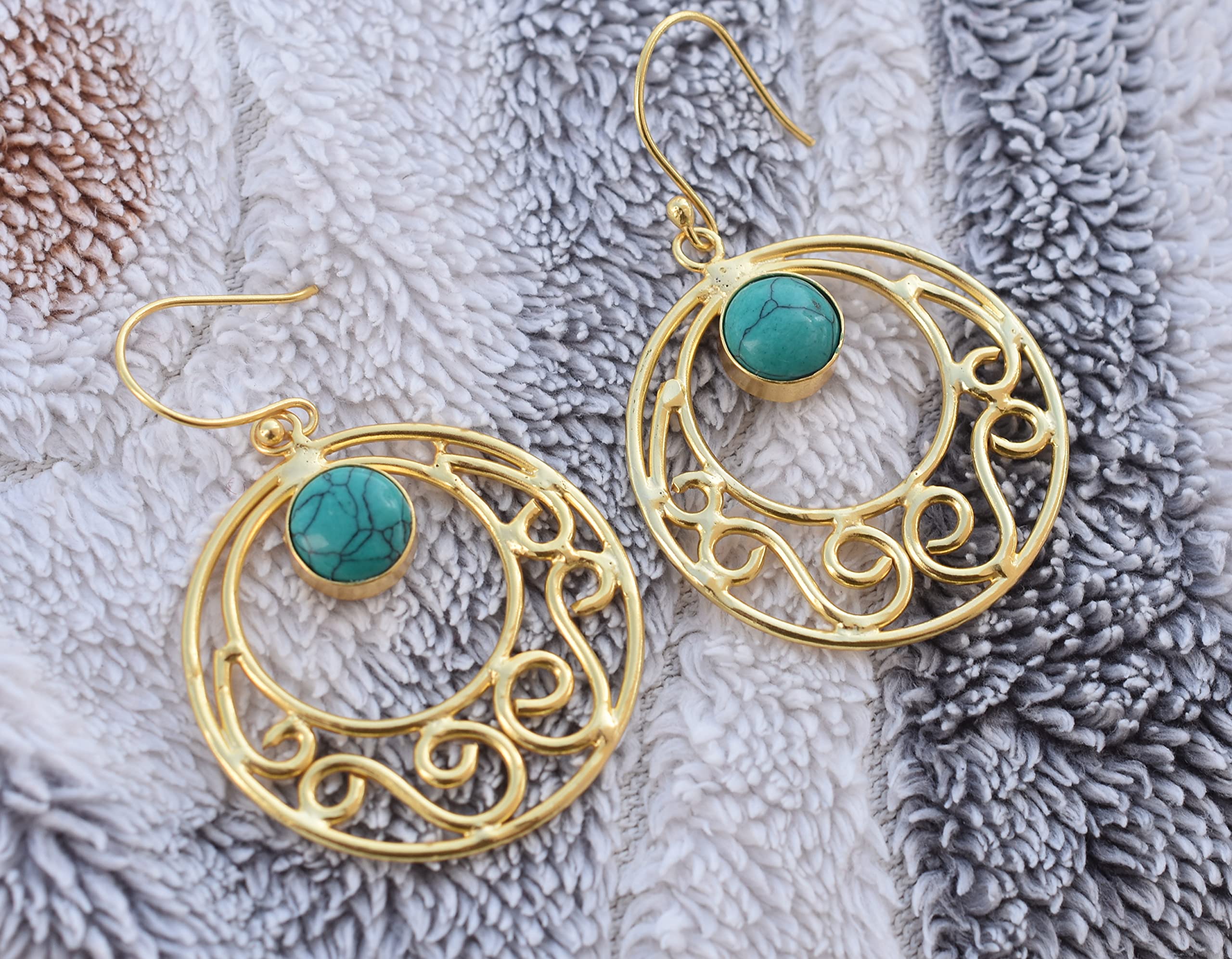 18K Gold Plated Green Turquoise Earrings for Women - Handmade Fashion Jewelry Gift for Girls & Women - VE-336 | Perfect for Weddings, Parties & Special Occasions