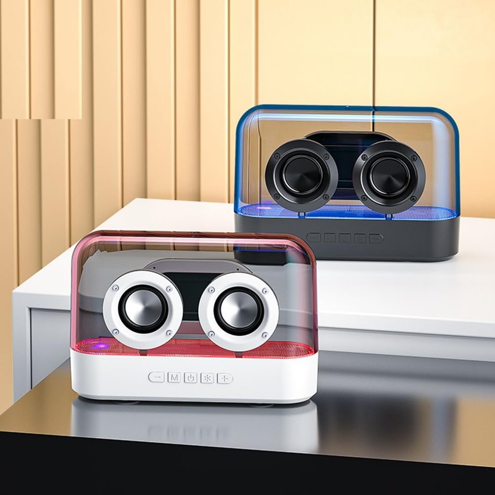 Closer Colorful LED Wireless Bluetooth Speaker - Portable Glazed Subwoofer with Rich Bass, Plug-in Desktop Speaker for Home, Office & Outdoor Use (White)
