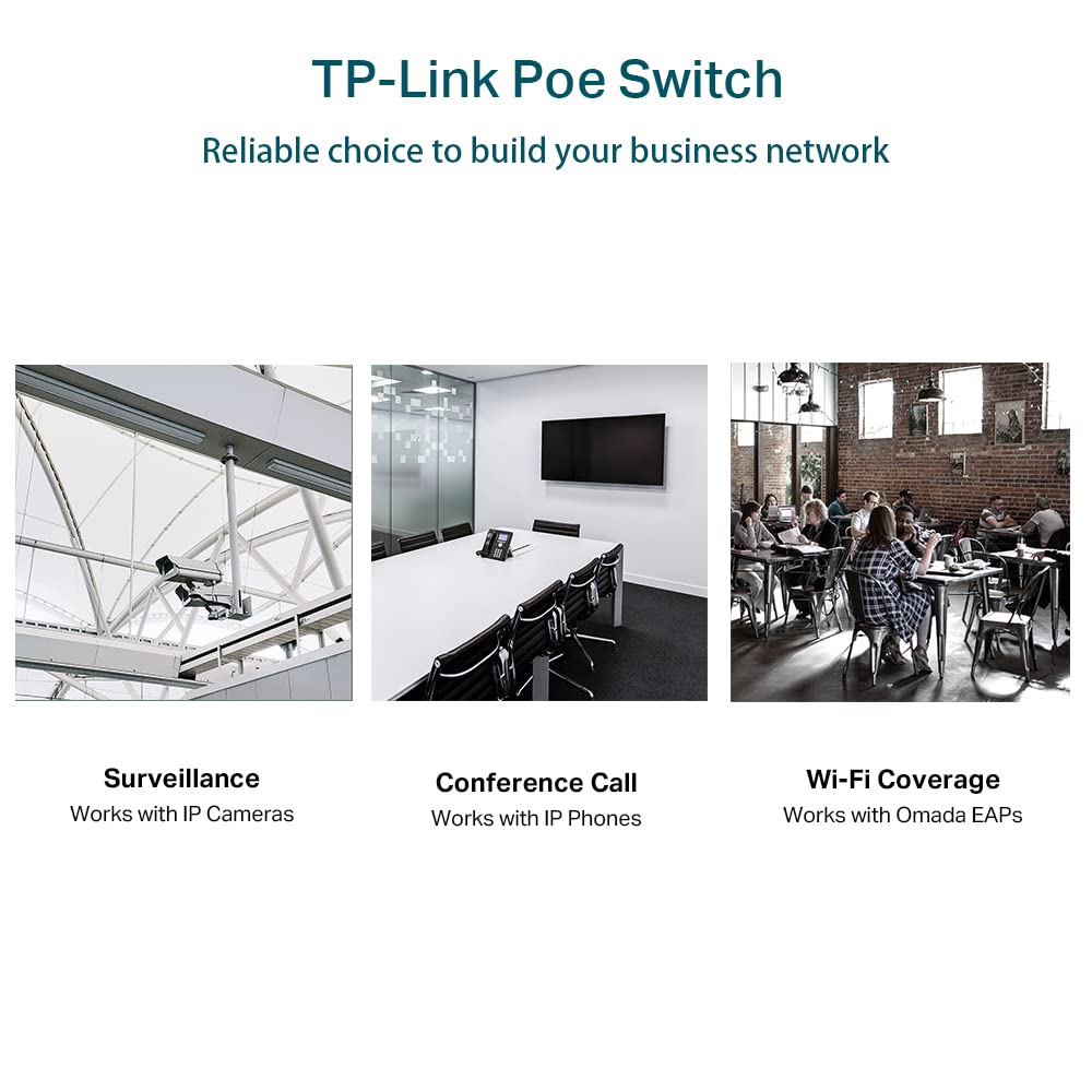 TP-Link SG2008P 8-Port Gigabit PoE Switch with 4× PoE Ports | 802.3af/at 30W per Port | 62W Total Power Budget | Metal Housing | Plug & Play | Energy Efficient | Ideal for Home Office, Small Business & IP Camera Networks