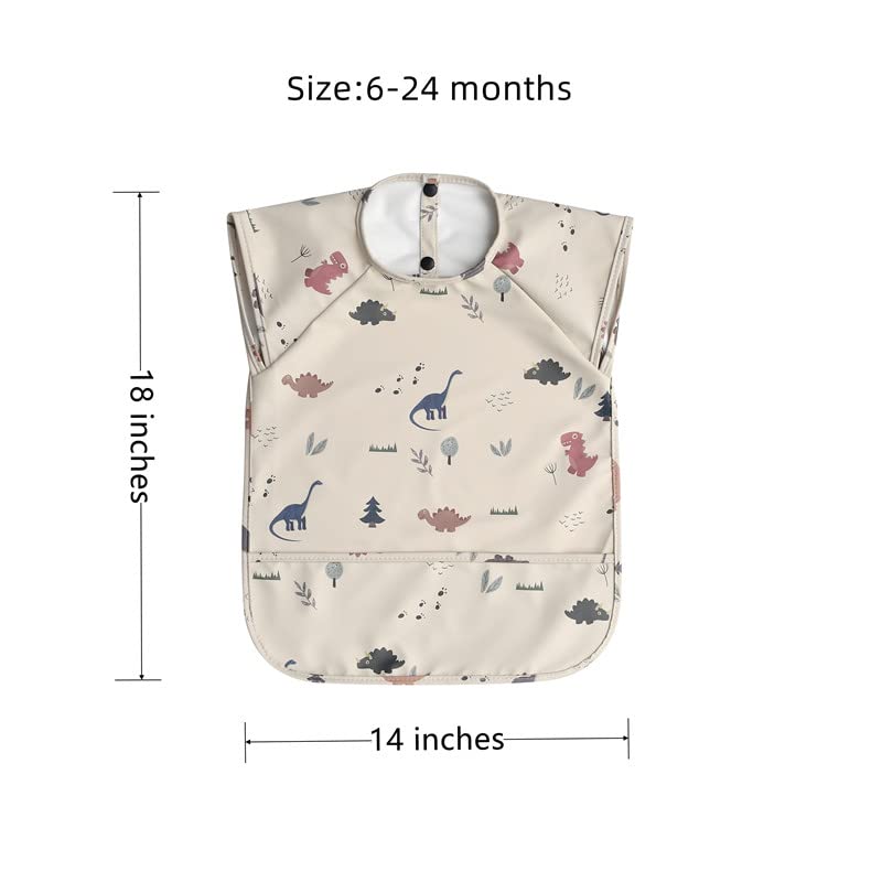 Waterproof Baby Bibs for Infants & Toddlers - Extra Cover Feeding Bib with Food Catcher - Easy to Clean & Washable - Perfect for Mealtime, Travel & Messy Play
