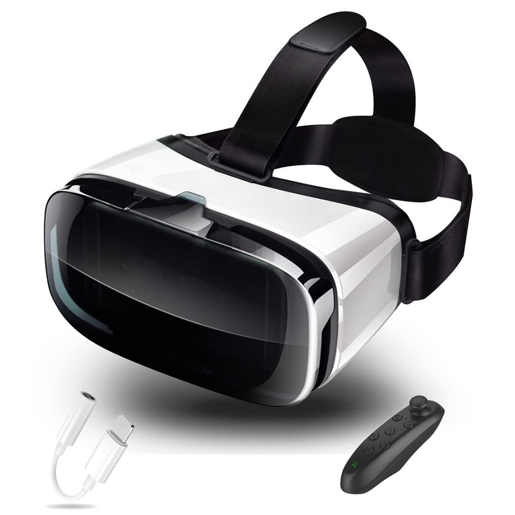 3D VR Headset with Bluetooth Controller - Compatible with iPhone 13 Pro Max/13 Pro/13/12/11, Samsung Galaxy S21, Huawei & Xiaomi Series - Immersive Virtual Reality Gaming & Movie Experience for Home Entertainment (Color: C, Size: iOS)