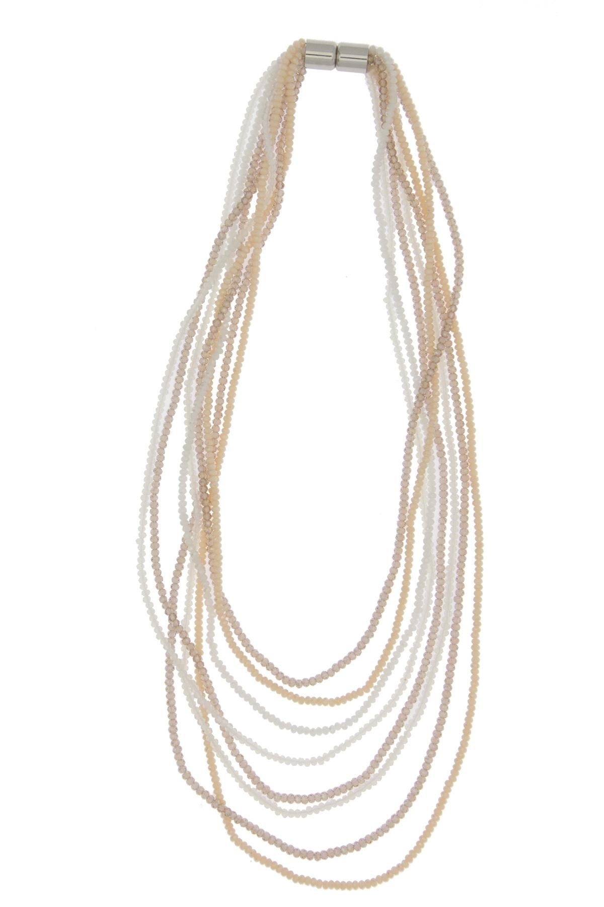 Multi Strand Ombre Crystal Necklace - Elegant Layered Beaded Jewelry for Women | Perfect for Weddings, Parties & Special Occasions