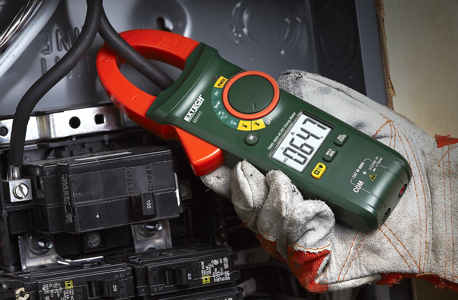 Extech MA445 True RMS 400A AC/DC Clamp Meter with Non-Contact Voltage Detection (NCV) - Professional Electrical Testing Tool for Electricians, HVAC Technicians & Home DIY Use