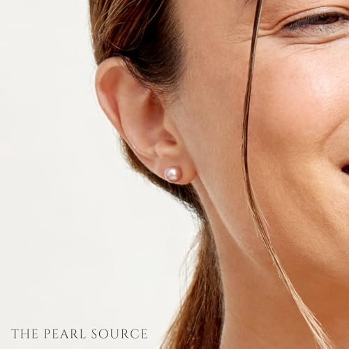 14K Gold 7-8mm Round Pink Freshwater Cultured Pearl Stud Earrings for Women | Elegant Pearl Jewelry Gifts for Christmas, Holidays, Anniversary & Special Occasions | Perfect for Weddings, Parties & Everyday Wear