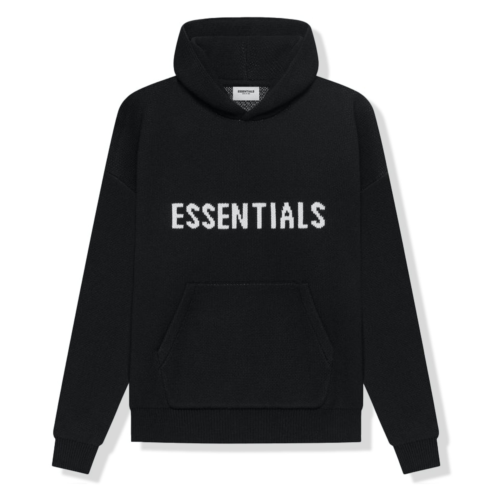 Fear of God Essentials Black Knit Hoodie - Men's Oversized Pullover Sweatshirt for Streetwear & Casual Outfits | Perfect for Layering, Gym, and Everyday Wear